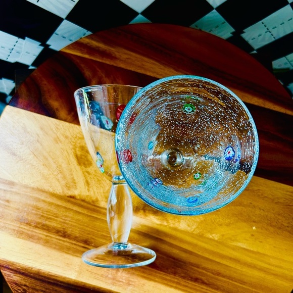 Millefiori Bubble Murano Style Margarita Cocktail Glasses - Set of Two - Picture 4 of 13